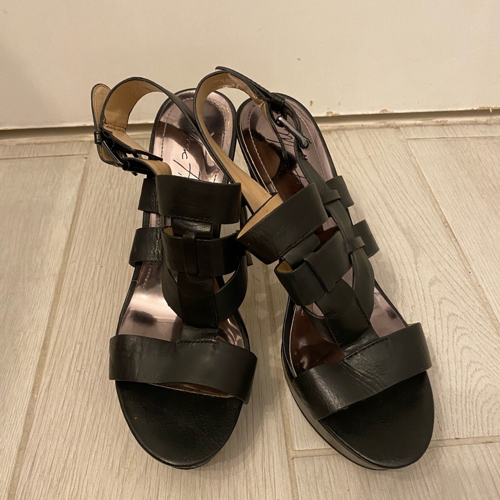 Marc Fisher black leather high heels